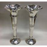 A good pair of large shaped silver spill vases. Sh