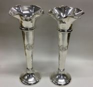 A good pair of large shaped silver spill vases. Sh