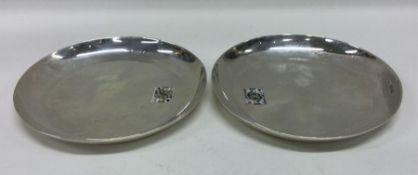 A novelty pair of Victorian silver and enamel dish