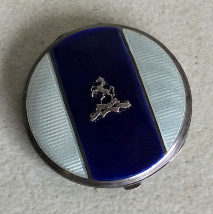 A silver and enamelled compact with engine turned - Image 2 of 2