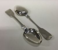 EXETER: A pair of fiddle pattern silver tablespoon