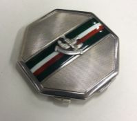 A good quality silver and enamelled Military compa