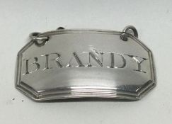 A George III silver wine label for ‘Brandy’. Londo