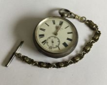 A Benson gents silver pocket watch on chain. Approx.