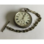 A Benson gents silver pocket watch on chain. Approx.