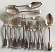 A heavy set of six fiddle pattern silver dessert f