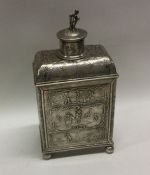 An unusual 19th Century German silver tea caddy ch