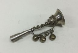 An unusual silver whistle. Approx. 19 grams. Est.