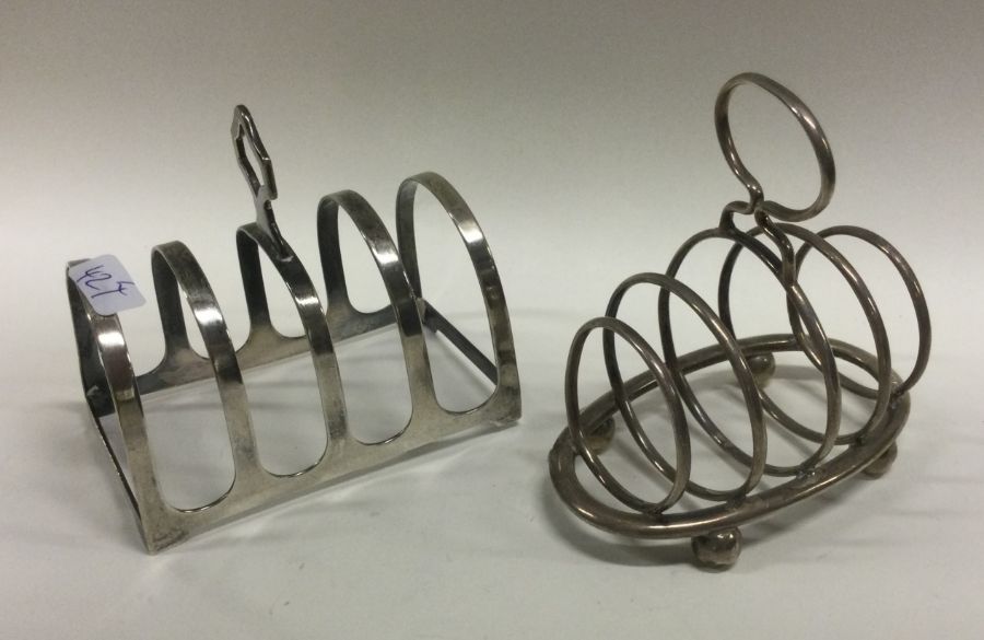 Two silver five bar toast racks. Birmingham. Appro