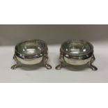 A George II heavy pair of crested salts London 174