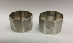 A heavy pair of engine turned silver napkin rings.