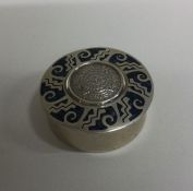 A silver and enamel hinged box. Marked to interior