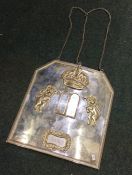 A heavy Judaica silver breast plate with three ins