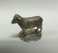 A heavy Continental cast silver figure of a sheep