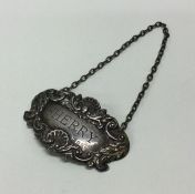 A silver chased wine label for ‘Sherry’. Approx. 1