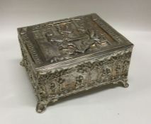 A good rectangular silver cigarette box mounted wi