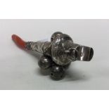 A fine George III silver and coral teething rattle