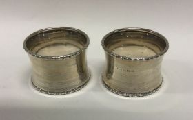 A heavy pair of engine turned silver napkin rings