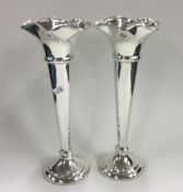 A tall pair of tapering silver spill vases. Sheffi