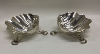 A good pair of Georgian silver salts in the form o