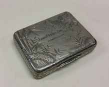 A rare Victorian silver snuff box engraved with Ja