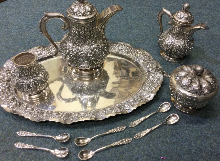 A large Indonesian silver twelve piece coffee serv - Image 2 of 3