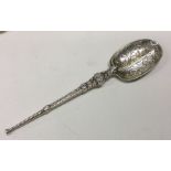 A chased silver anointing spoon. Birmingham 1910.