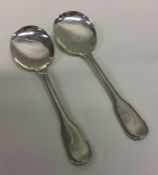 EMILE PUIFOCAT: A rare pair of silver spoons. Appr