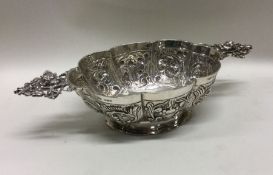 A heavy import marked silver two handled dish with