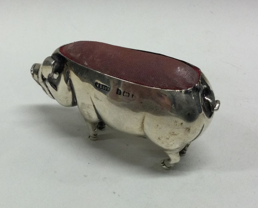 A silver pin cushion in the form of a pig. Birming - Image 2 of 2