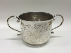 A rare 17th Century Chinoiserie silver porringer.