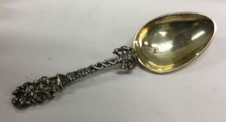 A pierced silver gilt spoon, possibly Dutch? Appro