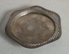 A circular pierced silver sweet dish. Birmingham.