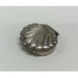 A silver hinged box in the form of an oyster. Mark