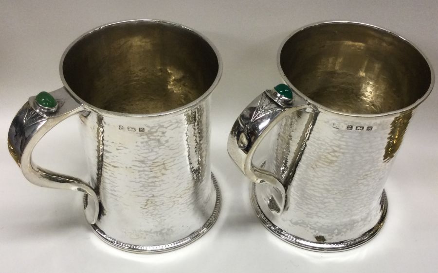 A fine pair of Arts & Crafts silver pint mugs with - Image 2 of 3