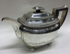 A heavy George III silver bright cut teapot. Londo