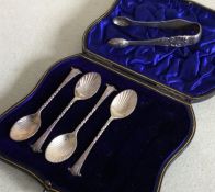 A cased part set of silver teaspoons together with