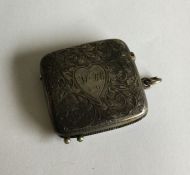 A heavy silver vesta case. Approx. 49 grams. Est.