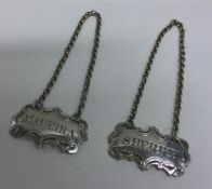 A fine pair of Victorian silver wine labels for ‘S