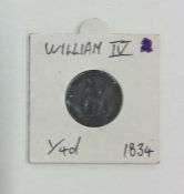 A William IV Farthing dated 1834.