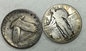 2 x USA Standing Liberty Quarters dated 1925 and 1