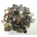 A bag of mixed world coins.