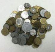 A bag of mixed French coins.