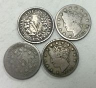 4 x American coins dated 1887, 1889, 1892 and 18(?