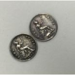 2 x Victorian 4 pence coins dated 1838 and 1842.