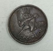 An Irish 1/4 p Farthing dated 1928