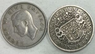 2 x New Zealand Half Crowns dated 1947 and 1949.