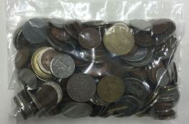 A bag of mixed world coins.