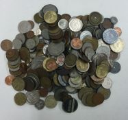 A bag of mixed world coins.