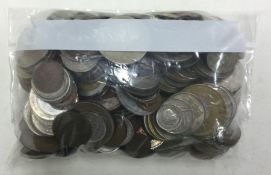 A bag of mixed world coins.